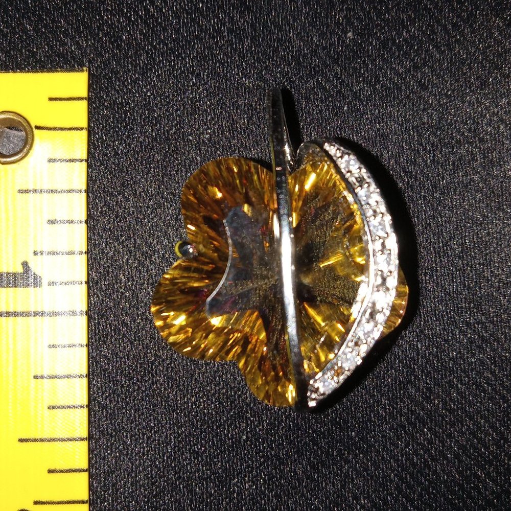 925 Sterling Silver Huge Topaz with Sapphire Flower Shape